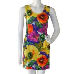 JAMS WORLD Mini Dress, XS, Floral/Poppy, Sleeveless Rayon, Multicolor,